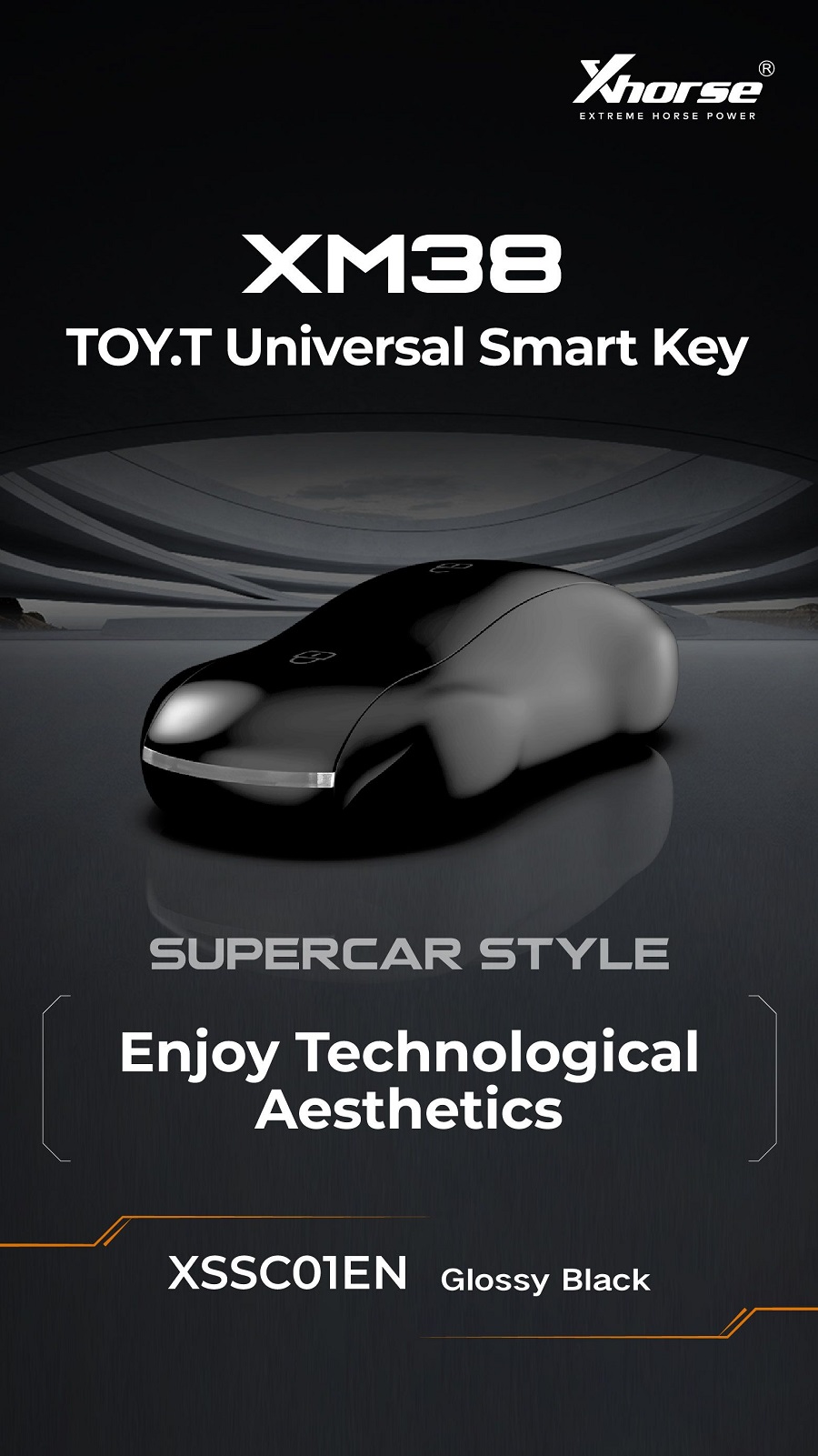 XHORSE XSSC01EN XM38 Universal Smart Key Supercar Style Glossy Black Color